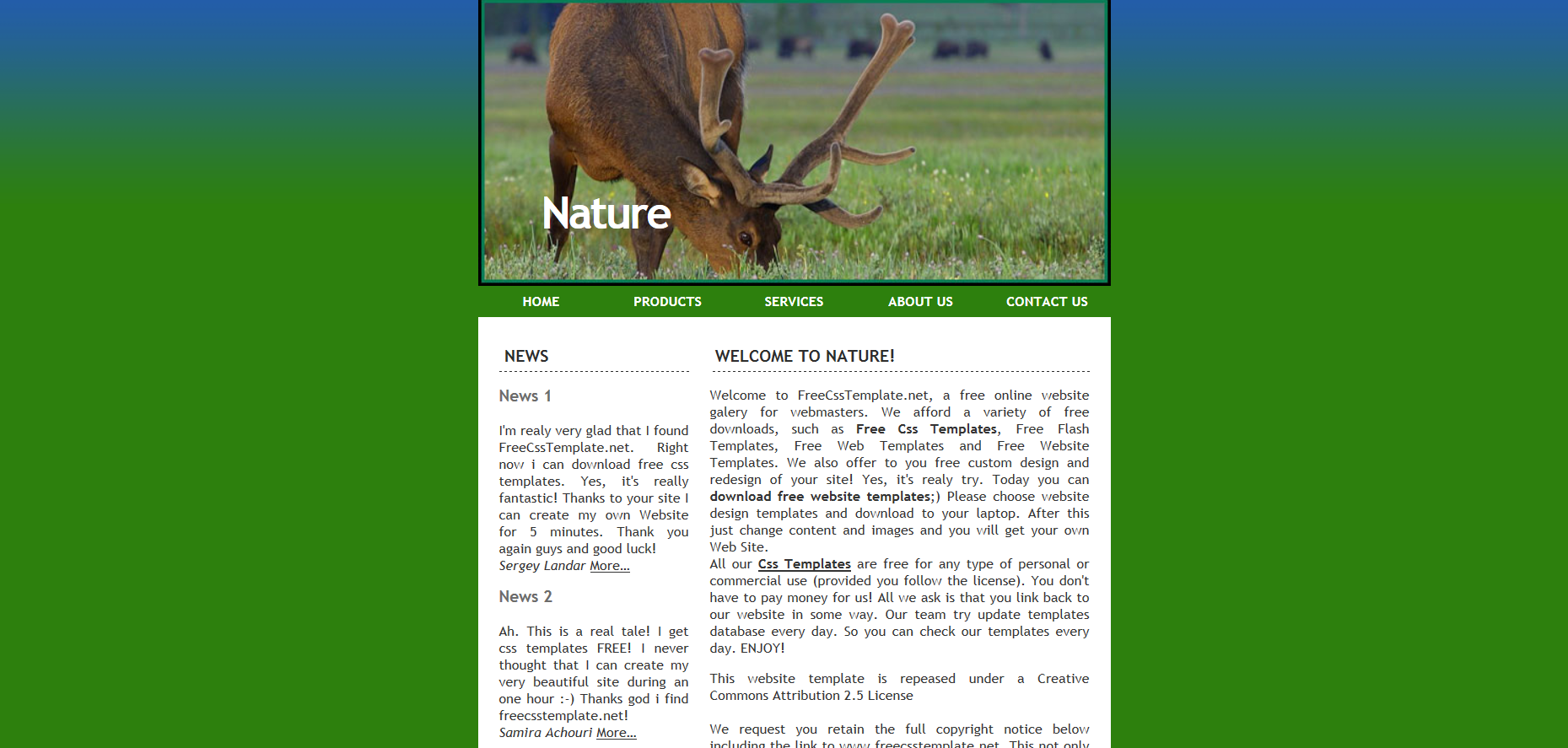 Шаблон сайта Природа №353